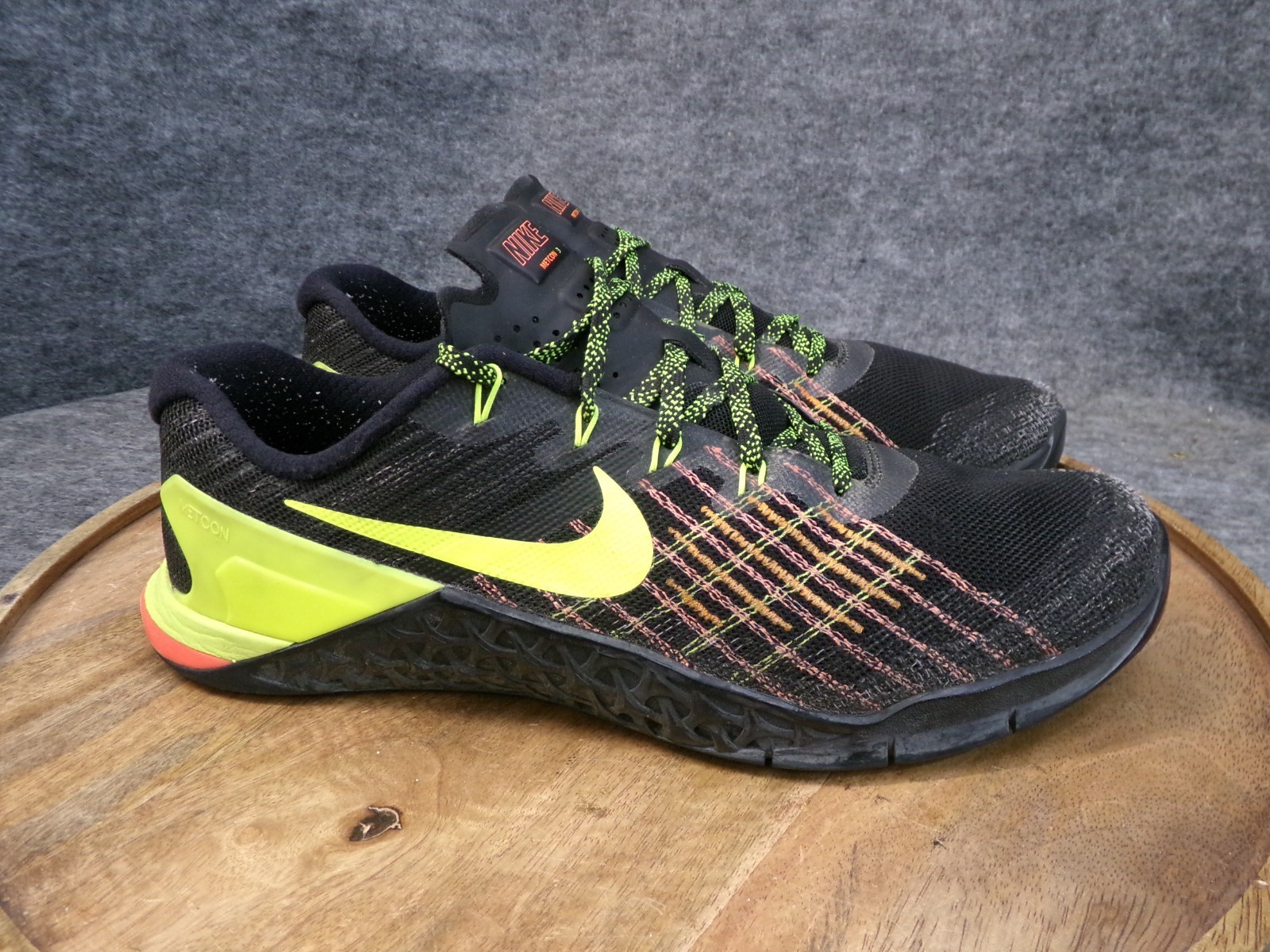Nike Metcon 3 Black Volt Hyper Crimson Black Neon Green Shoes Men’s Size 10.5