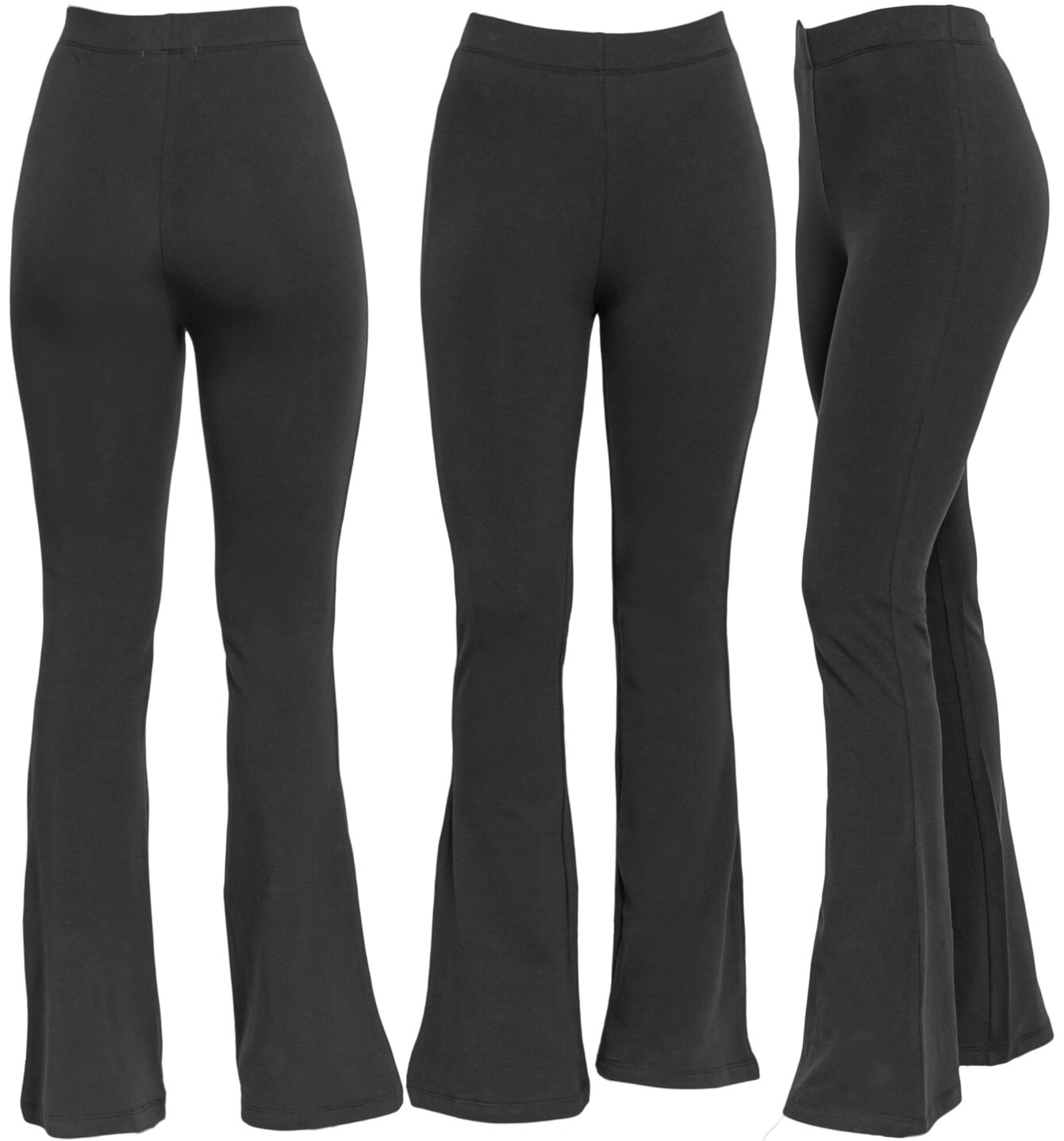 Womens Stretchy Cotton Blend Bell Bottom Flare Palazzo Hippie Pants