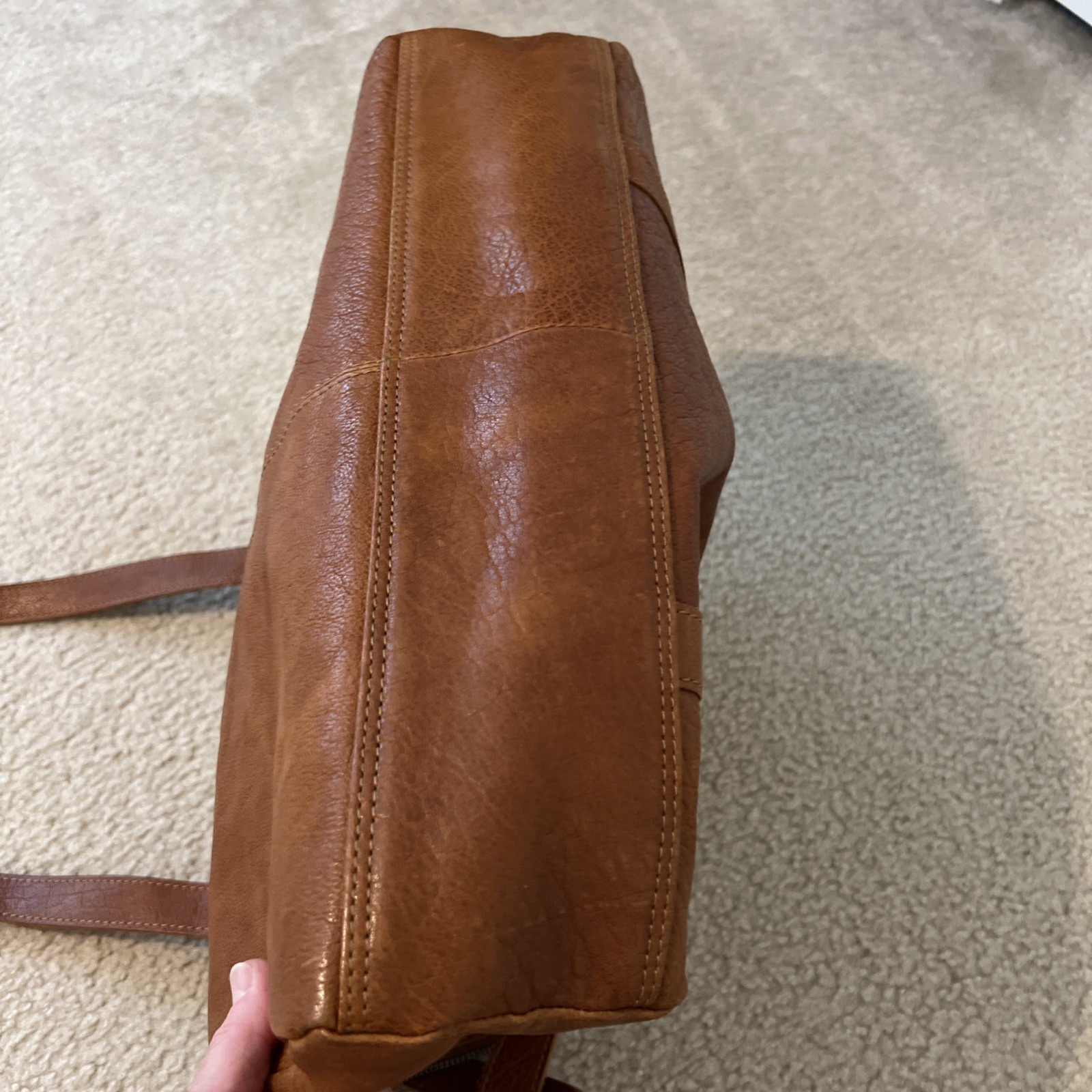 Spikes & Sparrow brown genuine leather laptop shoulder bag various pockets