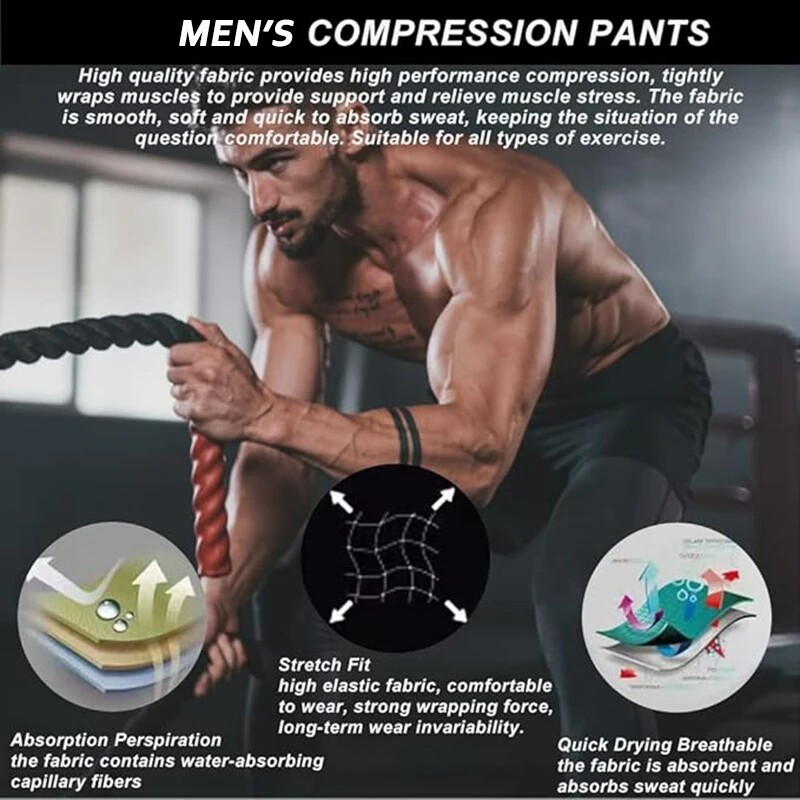 Men’s Compression Pants Long Leggings Base Layer Running Workout Gym Sports
