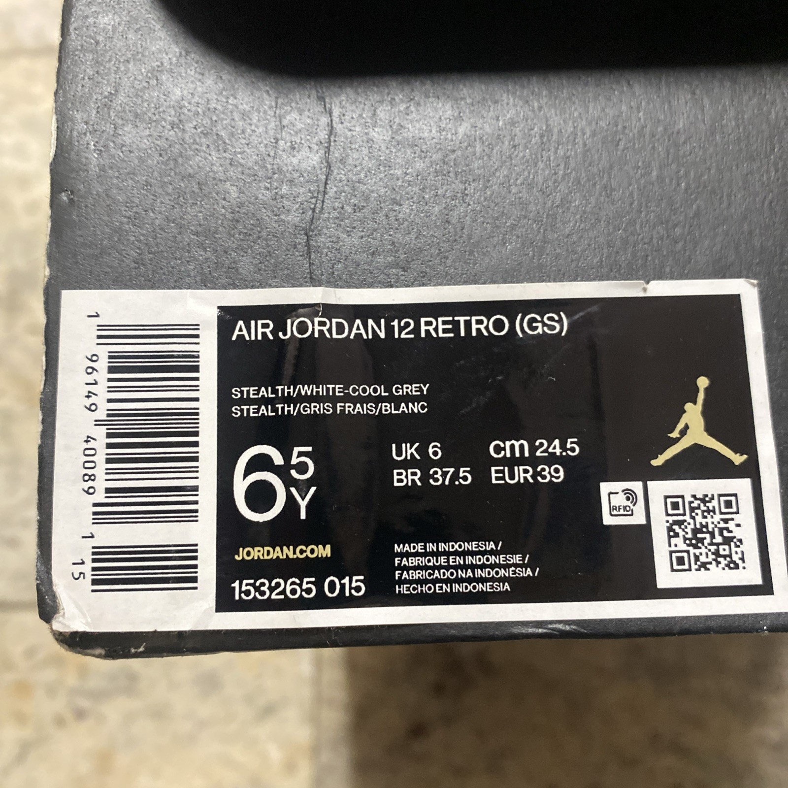 Nike Air Jordan 12 Retro GS ‘Stealth’ 2022 Sz 6.5Y (CT8013-015) Og Box