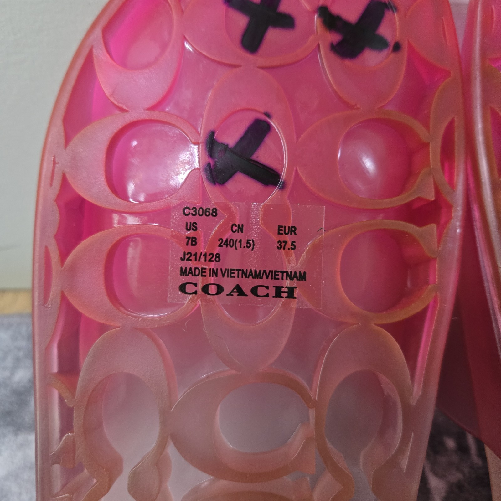 Coach Signature Pink Logo Slide Sandals Women’s Slip On US 7B EU 37.5 C3068