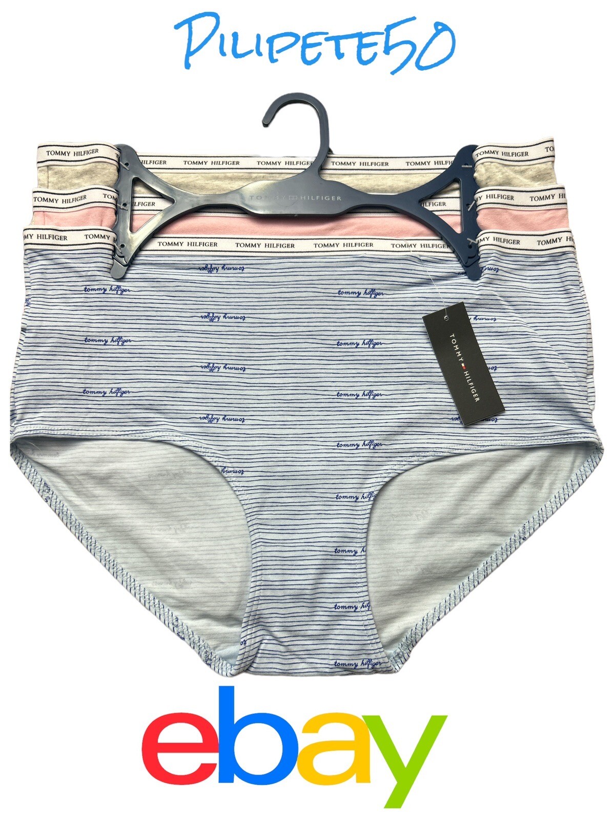 Tommy Hilfiger 3pcs~Soft Cotton Logo Mid-Rise Panties Sz. M~Multicolor~GREAT FIT