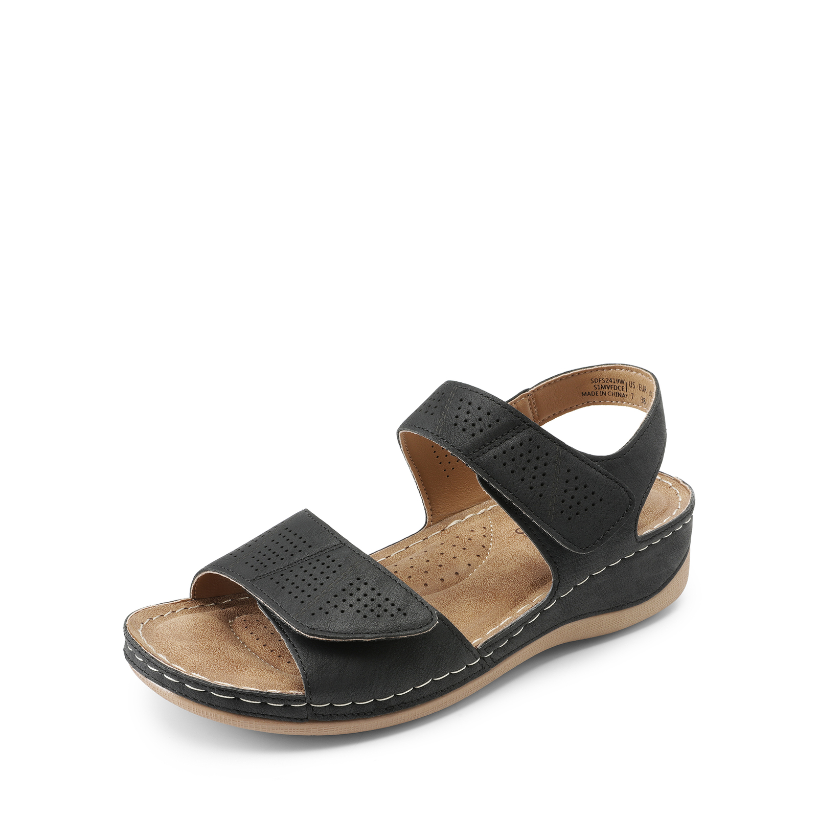 Women Open Toe Wedge Sandals Lightweight Casual Walking Flat Sandals