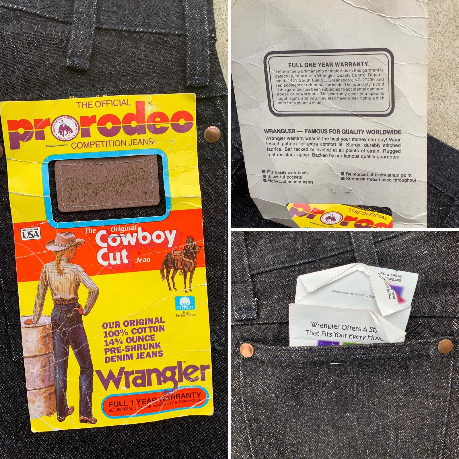 Vintage Wrangler Jeans Cowboy Cut 13MBKG 11 X 34 28 In Waist USA Made High Waist