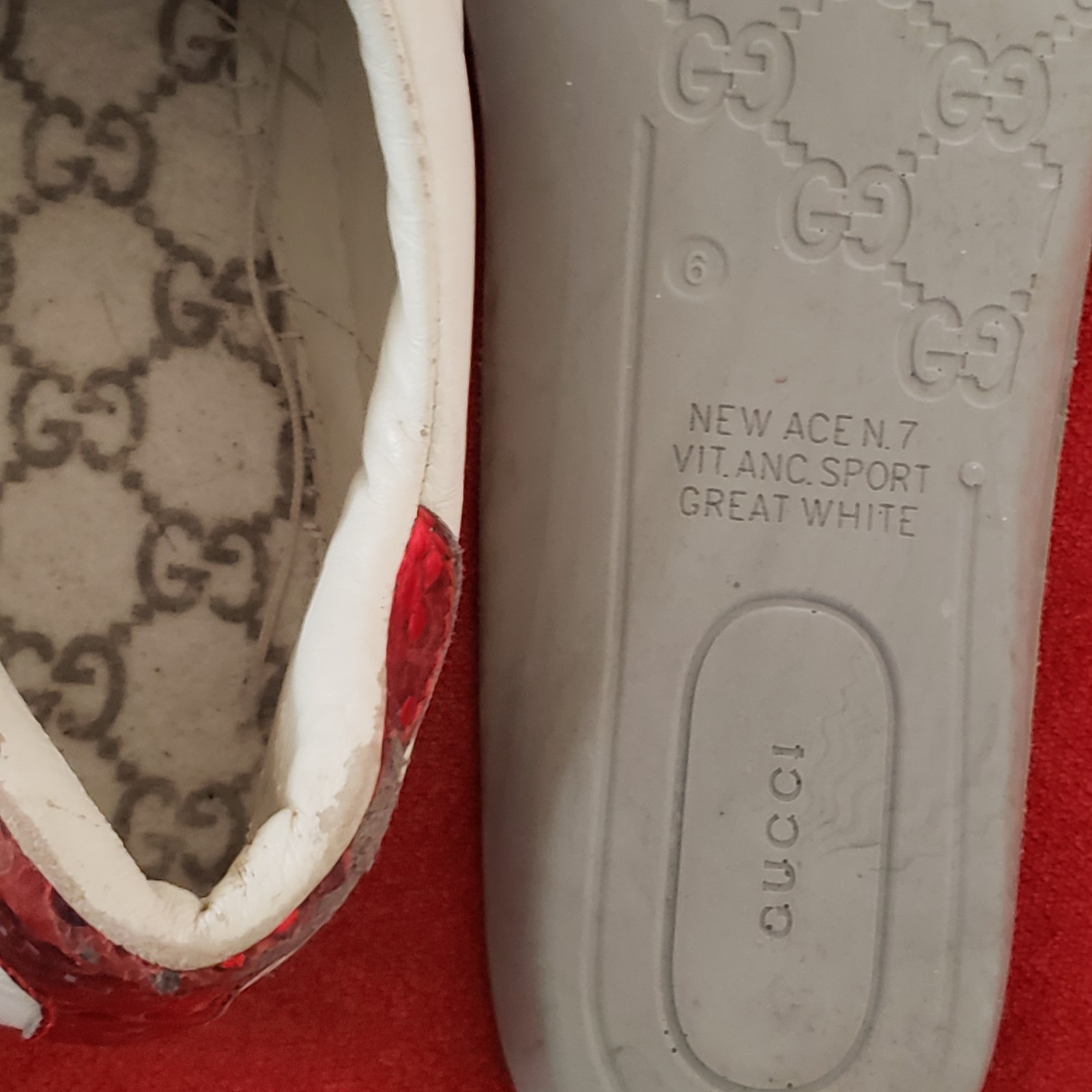 GUCCI Ace Web low sneaker snake embroidered white leather 8.5 US 41.5 EUR 456230