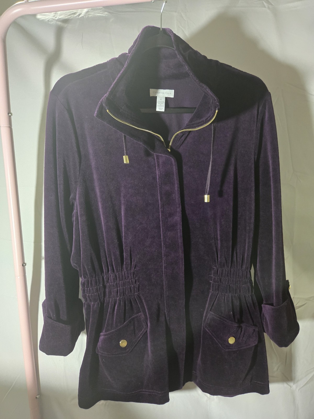 Charter Club Women’s Purple Drawstring Waist Lightweight Jacket – XL