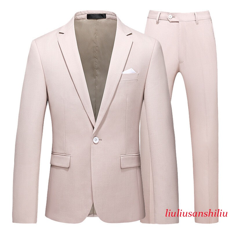 Men’s One Button Formal Suits 2pcs Blazer Jacket Pants Slim Party Grooms Wedding