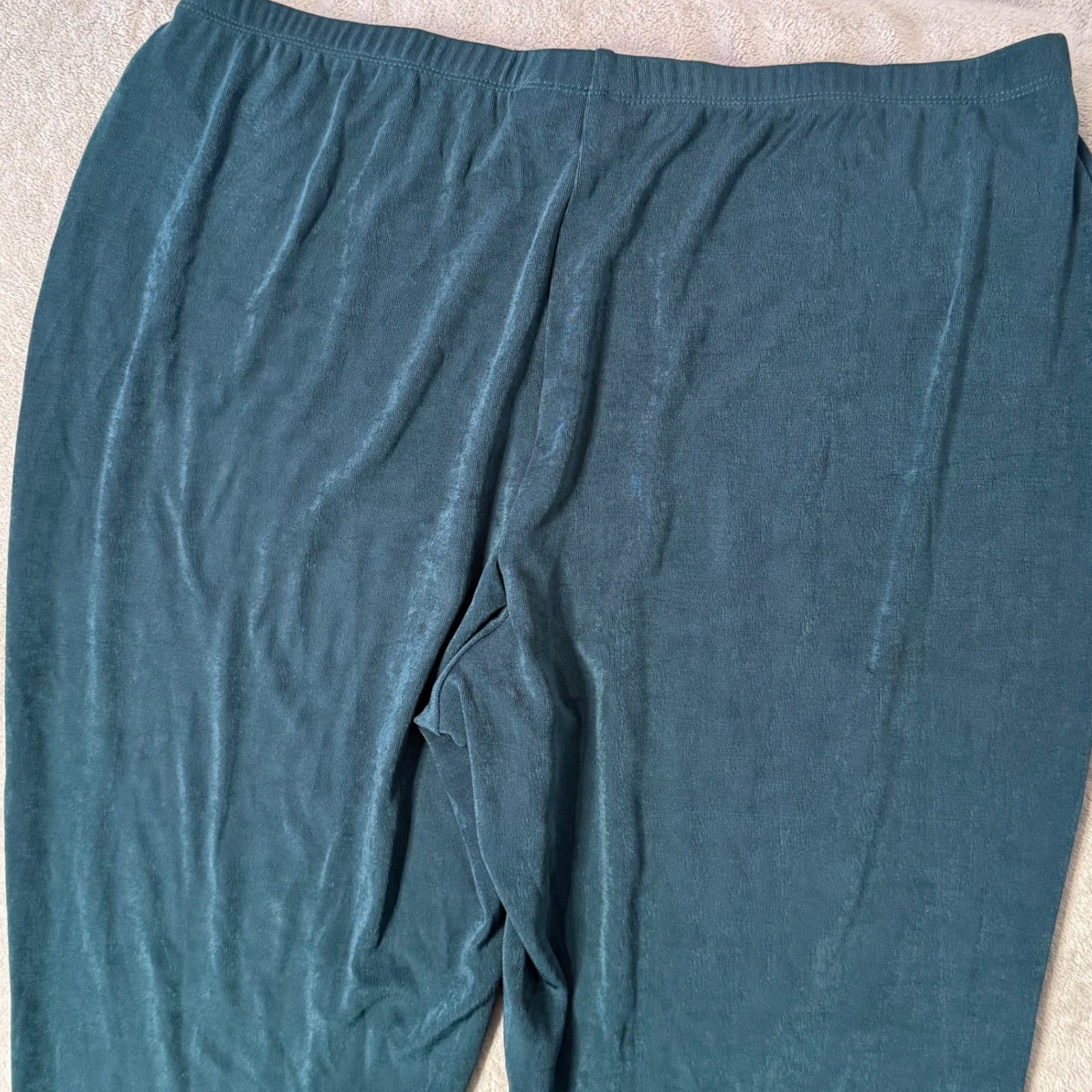 Chicos Travelers Slinky Knit Pull On Stretch Pants Size XL 16 Green Travel