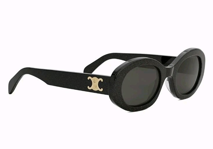 CELINE Triomphe Sunglasses Logo Detail Gold/Black Classic Glitter-Authentic