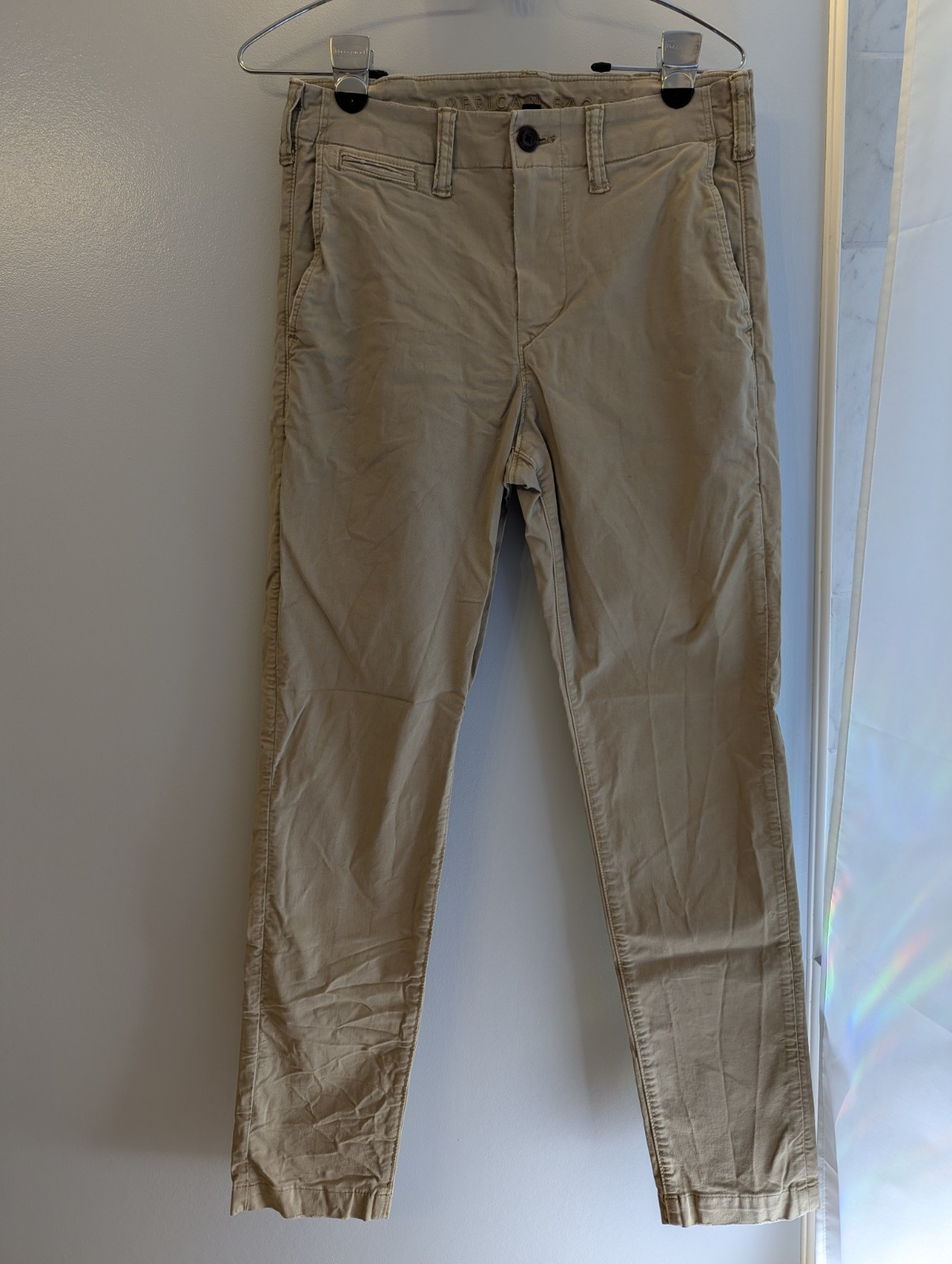 American Eagle Outfitters Slim Fit Beige Stretch Twill Chino Pants Mens 29×32