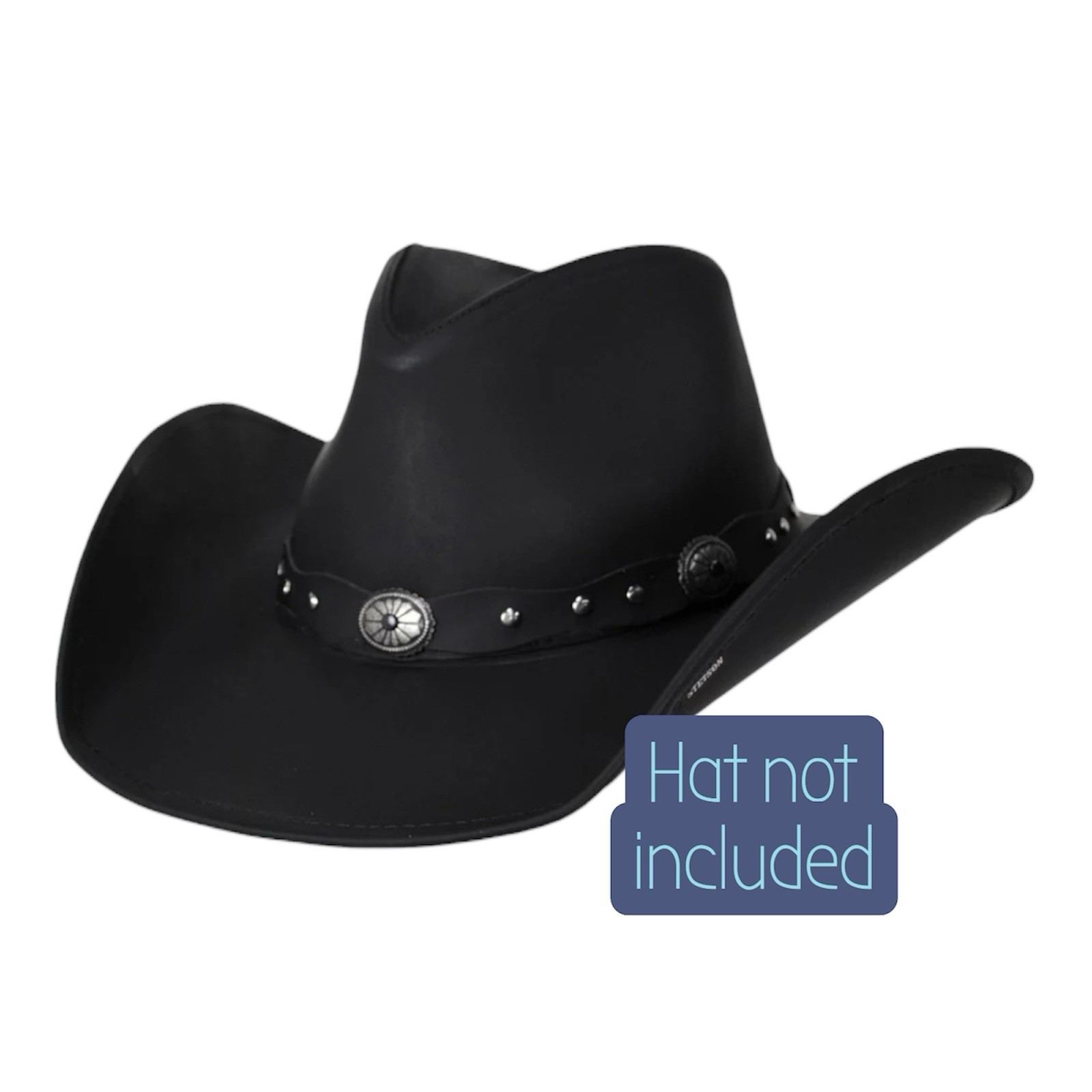 Stetson Brand Black Leather Hat Band With Conchos 25” Length, No Hat, Band Only