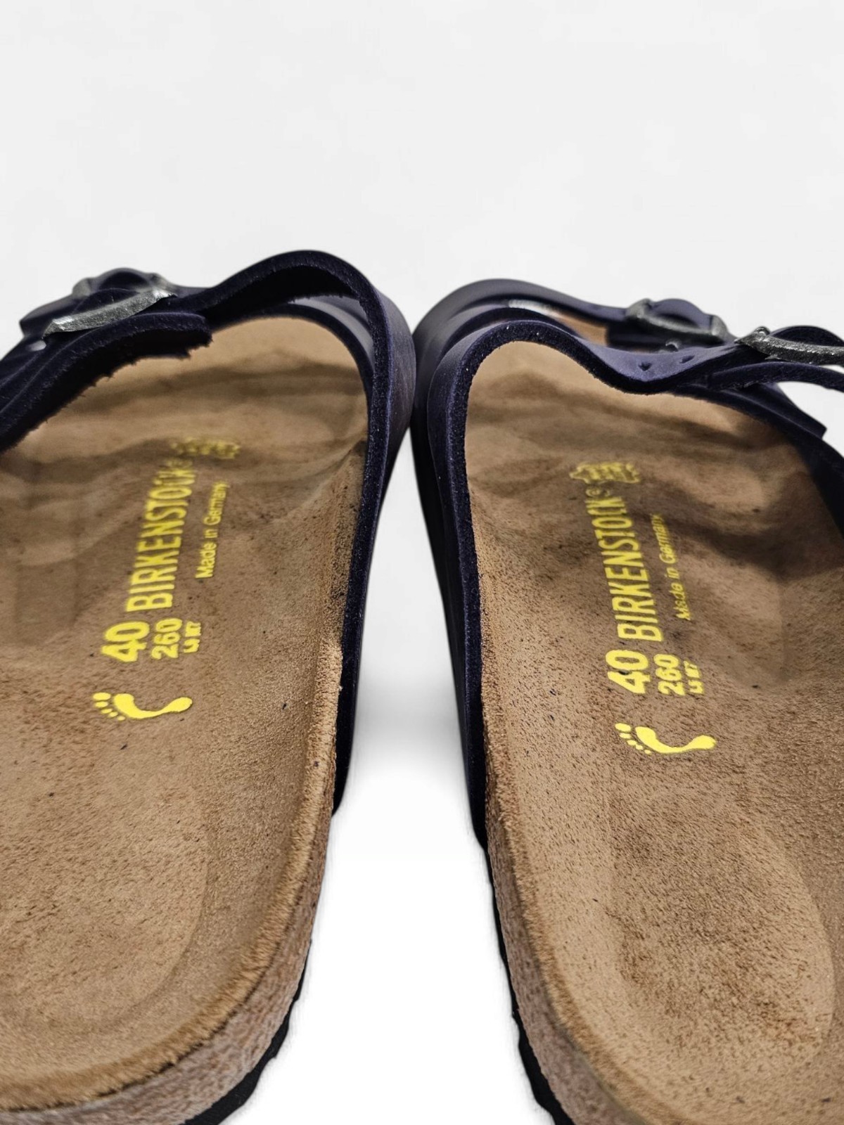 BIRKENSTOCK Florida Unisex Navy Blue Leather 3 Straps Sandals 40/Women 9-9.5M