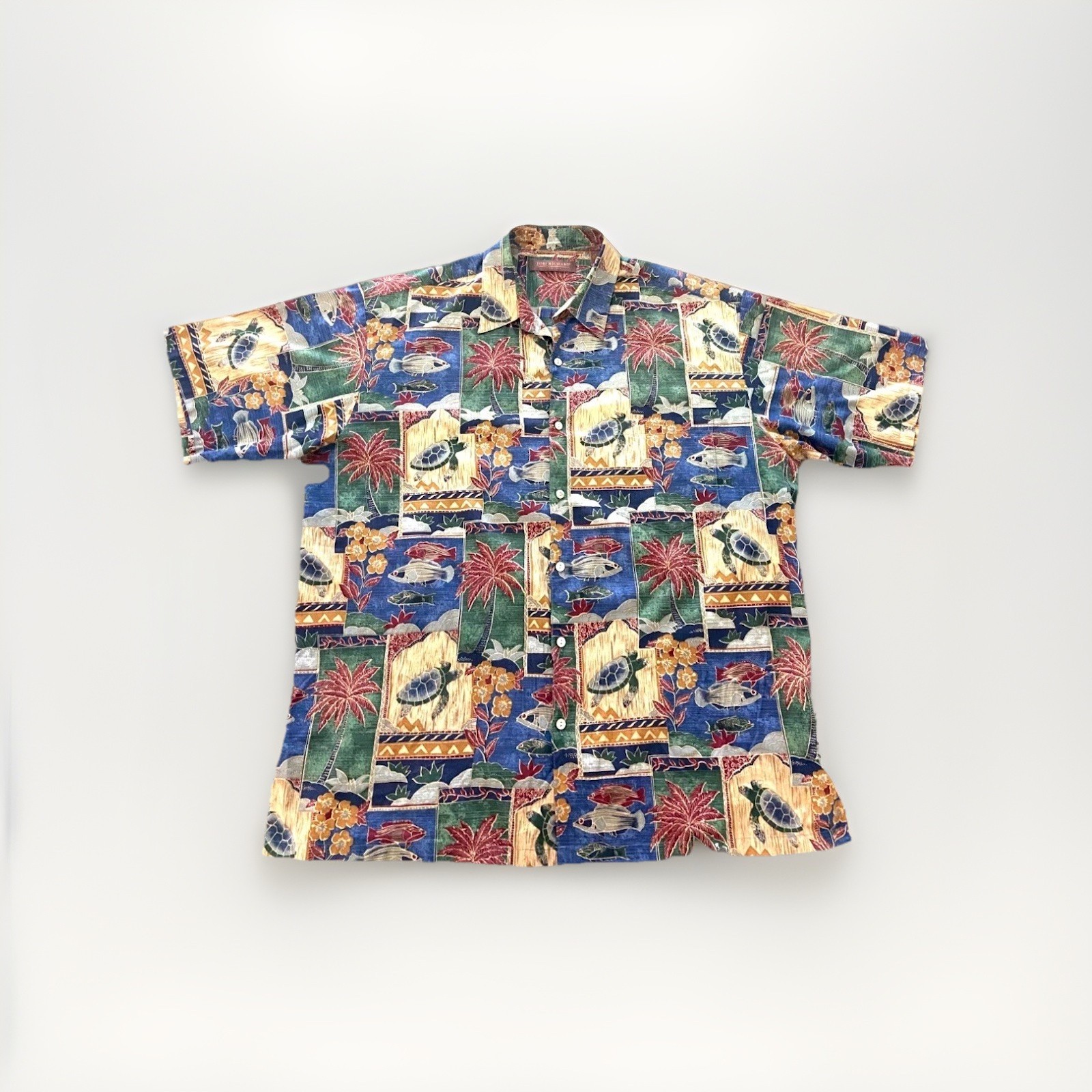 Tori Richard Hawaiian Shirt Sea Life Theme 100% Cotton Lawn Made In USA Size XL