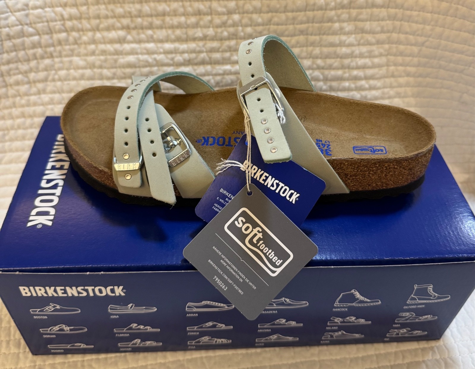 BIRKENSTOCK FRANCA INJECTED RIVETS SOFT FOOTBED NUBUCK LEATHER MATCHA GREEN 38 R