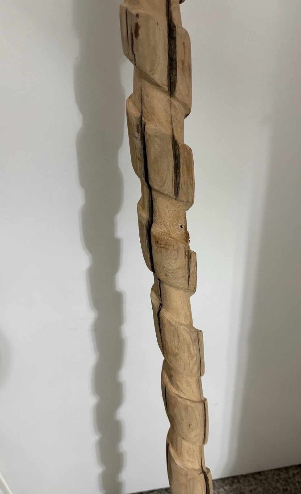 59” Hiking Staff Walking Stick W/stand Hand Carved Juniper From Gulf Coast River