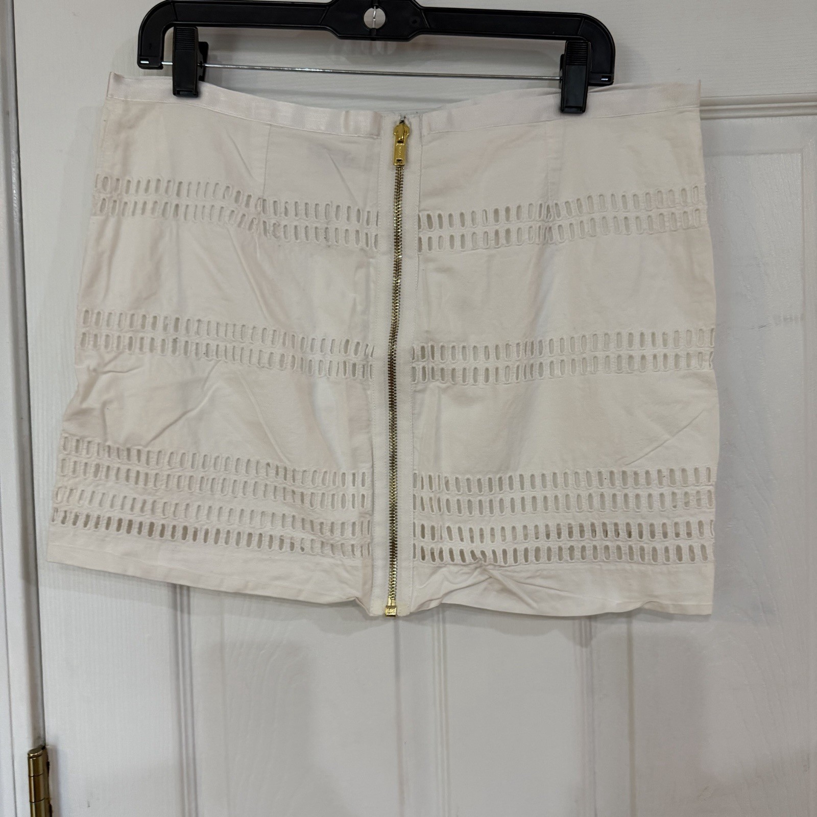 Gap Womens Sz 10 White Lined Eyelet Skirt Back Zipper NWT