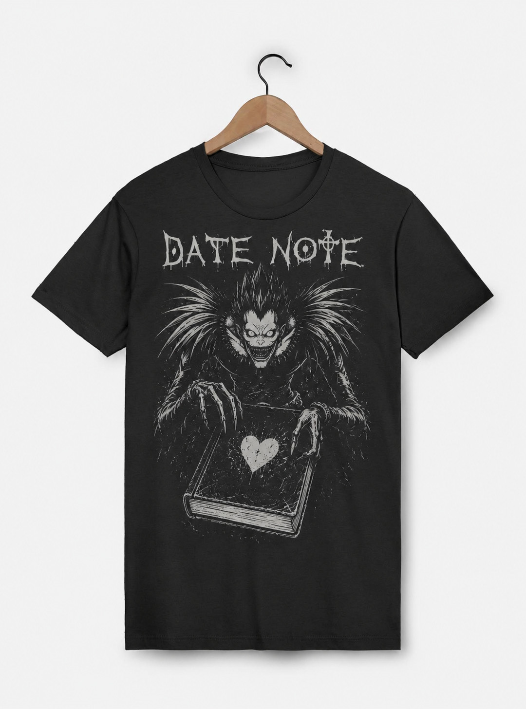 Date Note Parody Anime Shirt Ryuk Heart Notebook Gothic Graphic Halloween Tee