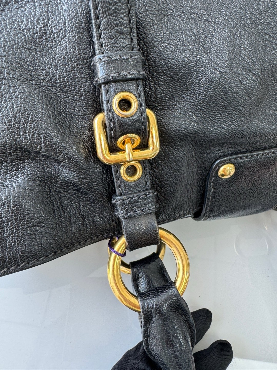 Miu Miu Pre-Owned Authentic Tote Black 34*15 Free Tracked Shipping