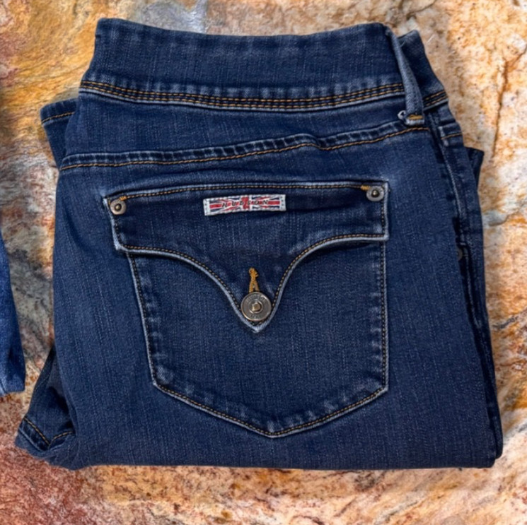 Hudson Jeans Womens 33 Collin Skinny Blue Flap Pocket Stretch Mid Rise Denim