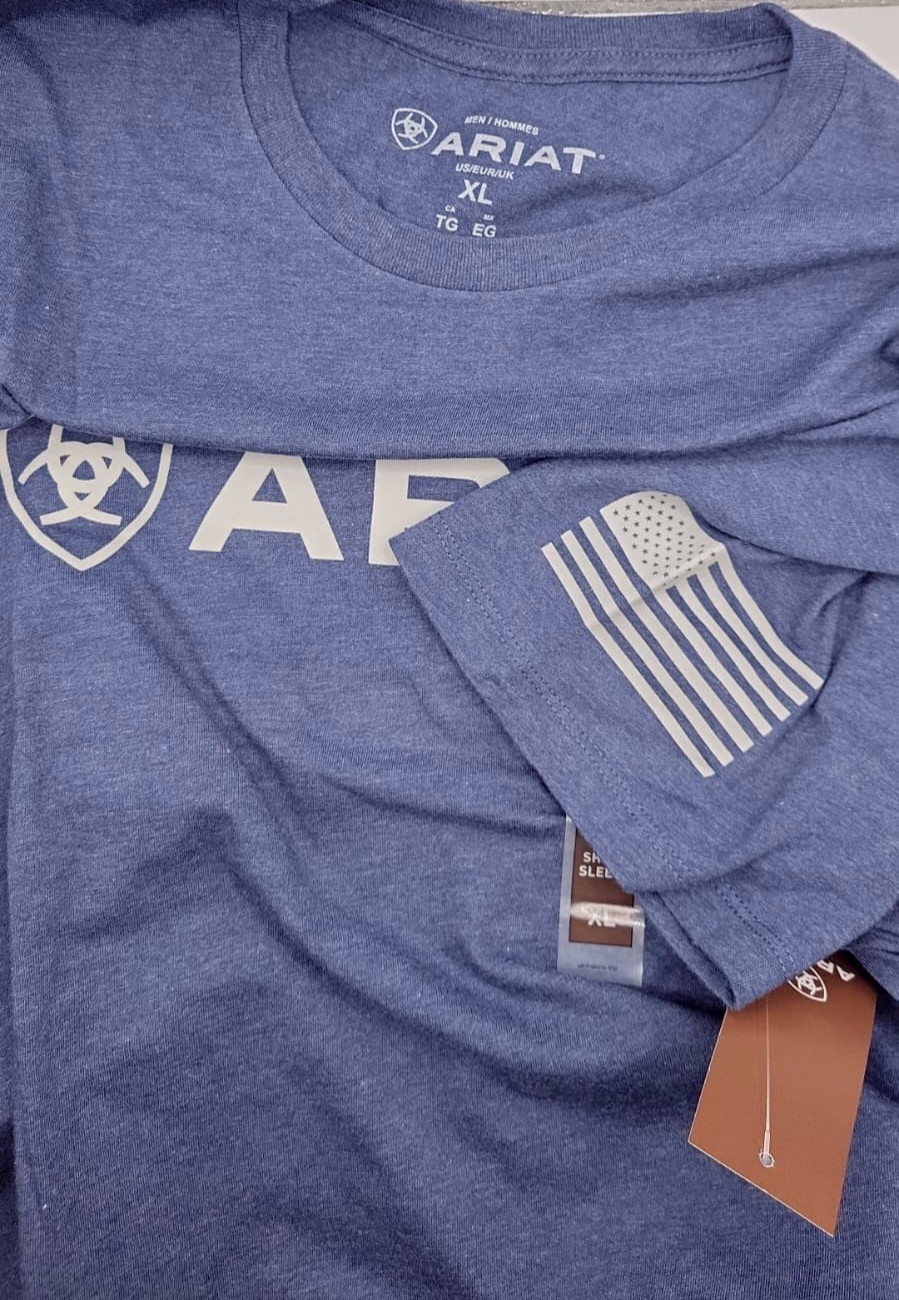 Ariat Men’s Shield Flag T-Shirt-54198 – New with Tag – NAVY HEATHER – Size XL