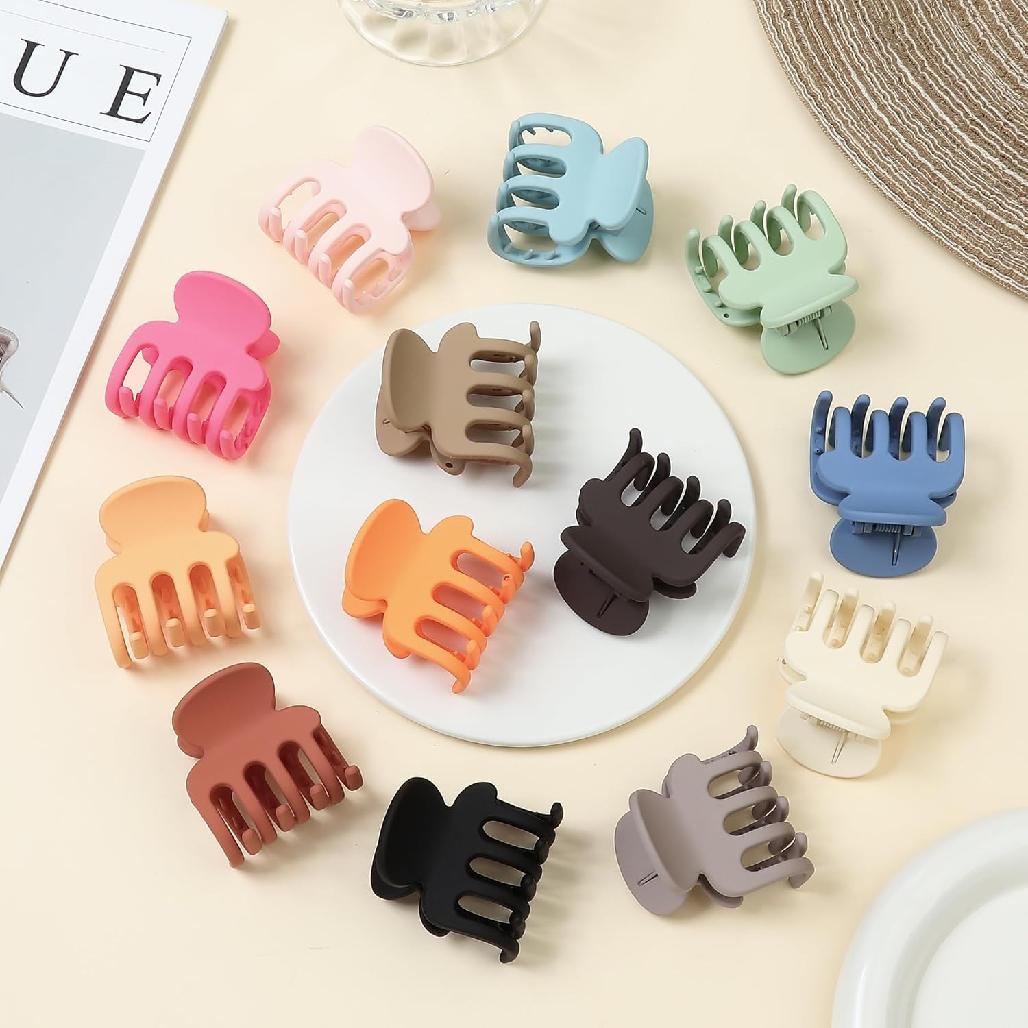 16 Pcs Small Hair Clips for Women, 1.8 Inch Matte Octopus Mini Hair Claw MIX