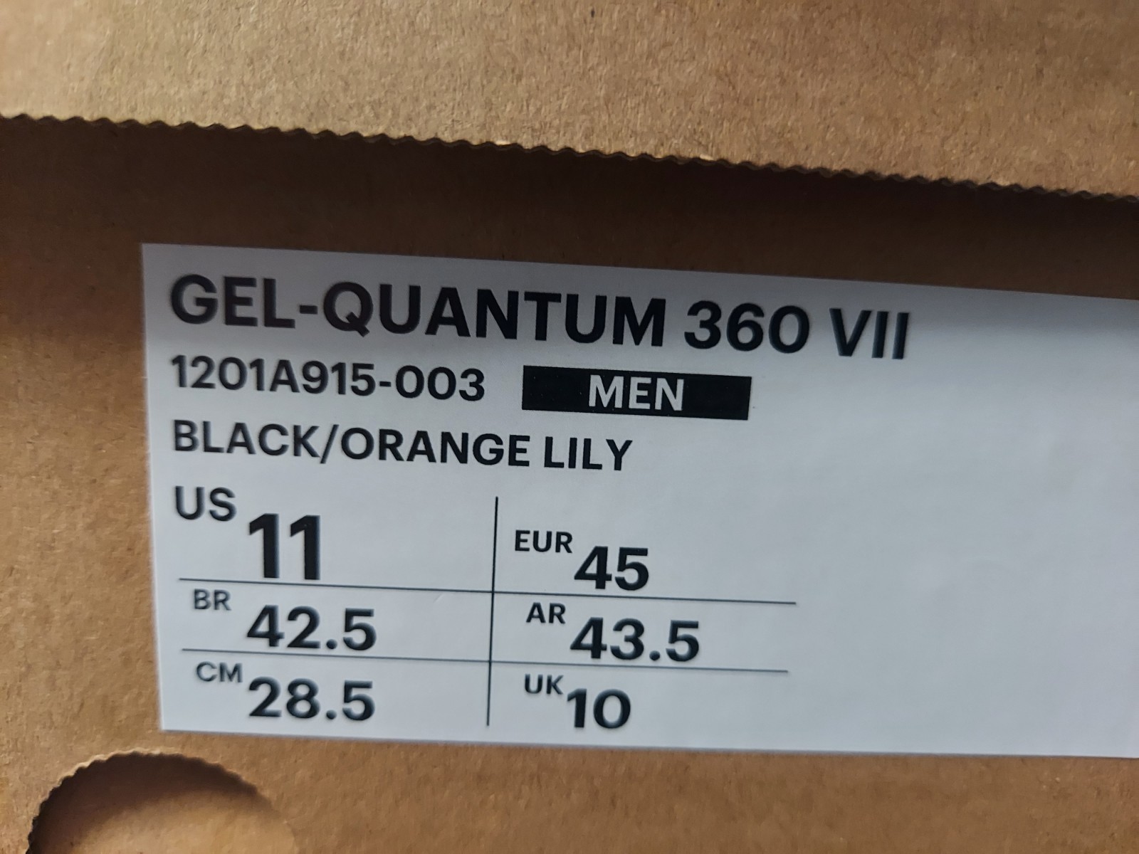 BNWB Asics Gel-Quantum 360 VII 1201A915-003 Running Shoes , Size 45