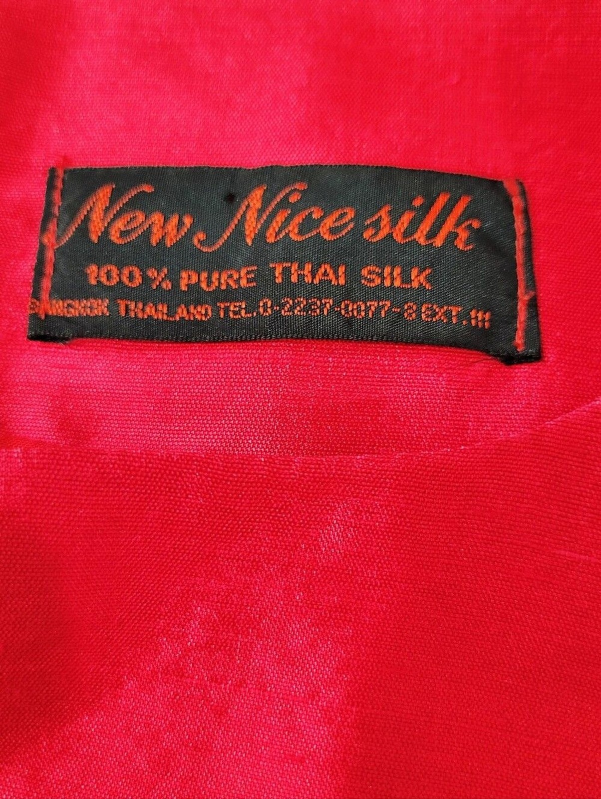 100% Thai Silk Red Square Neck Tank Sleeveless Blouse | Size Large/XL