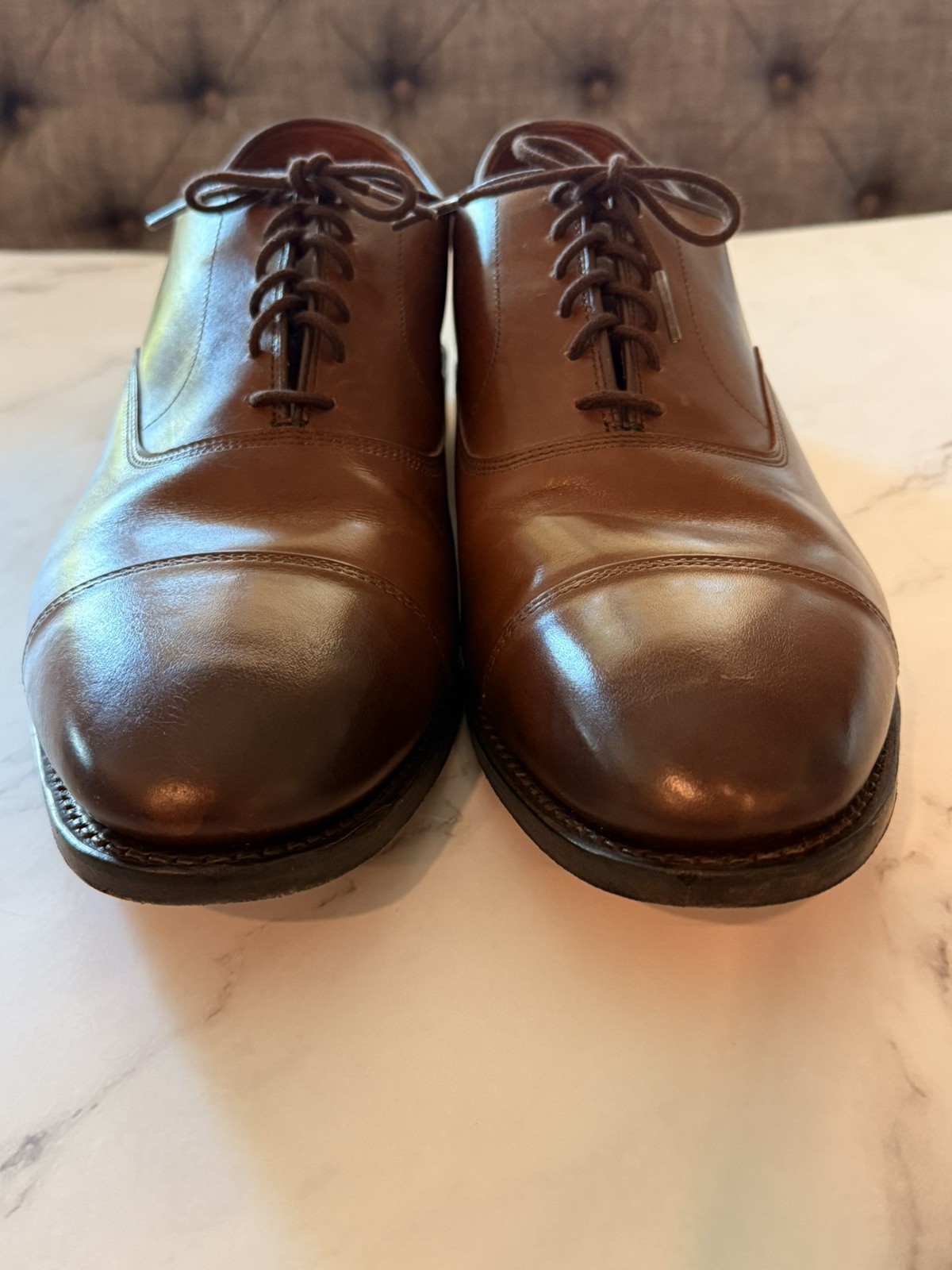 ALLEN EDMONDS Park Avenue Cap-Toe Oxfords 14 EEE Brown Leather Dress Shoes 2179