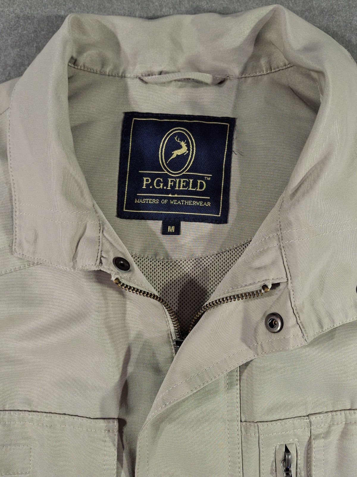 PG Field Mens Black Beige Weatherwear Gilet Bodywarmer M Medium Outdoor Full Zip