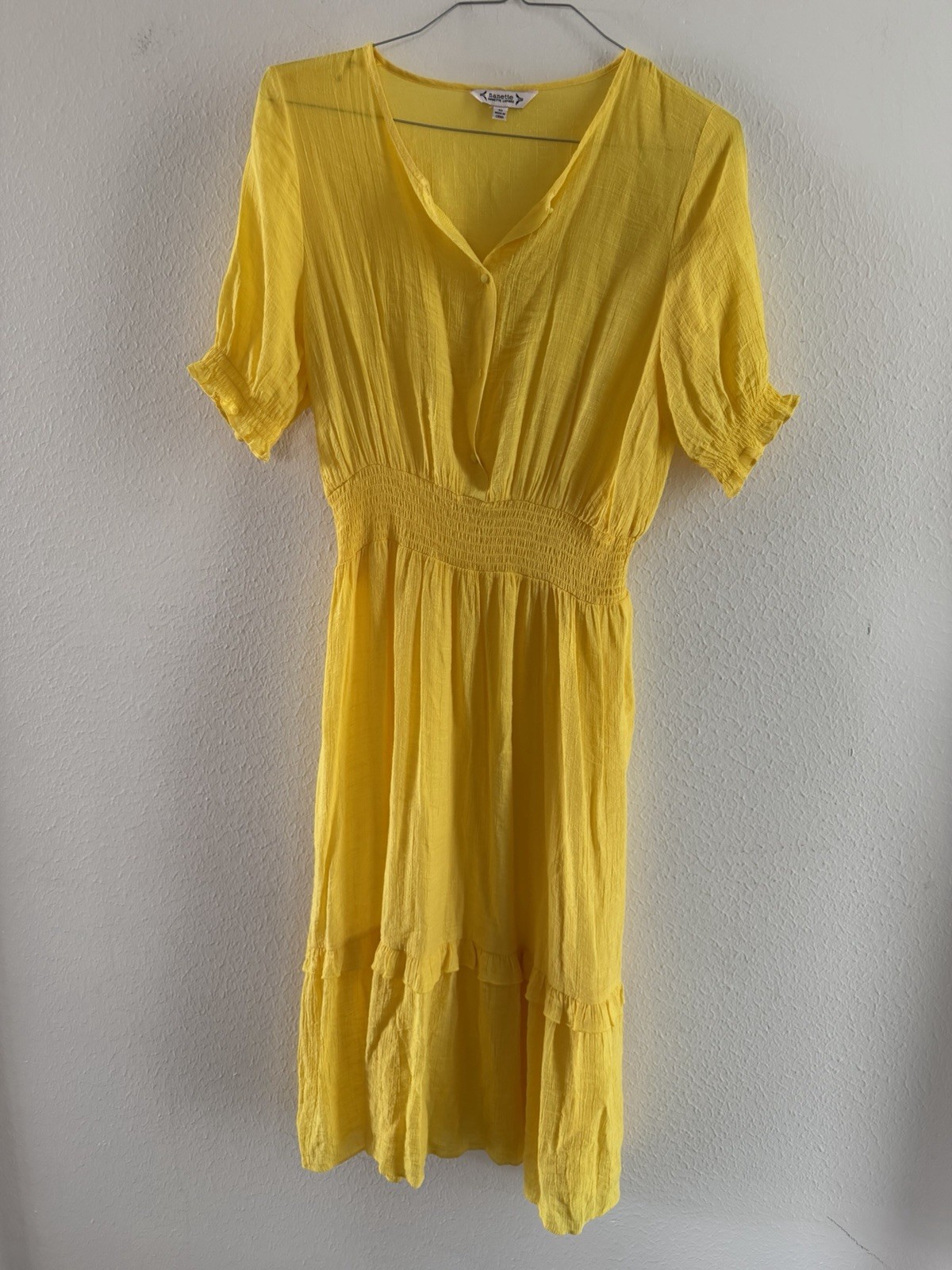 Nanette Lepore dress Womens Caribbean Texture sun Dress Size 10 Yellow no lining