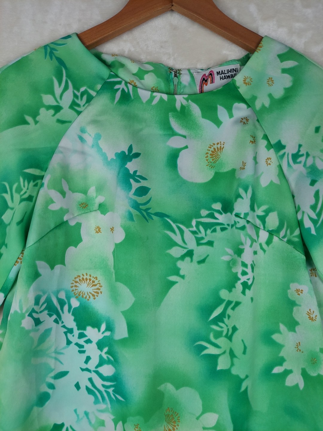 VTG 60s Malihini Hawaii shift/day dress Womens 6 Green Summer Occasions Resort