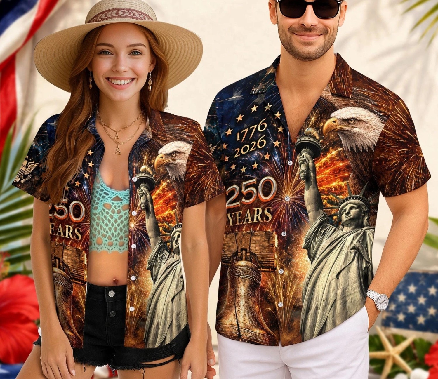 4th Of July USA 250th Anniversary Hawaiian Shirt 1776-2026 250 Years Patriotic