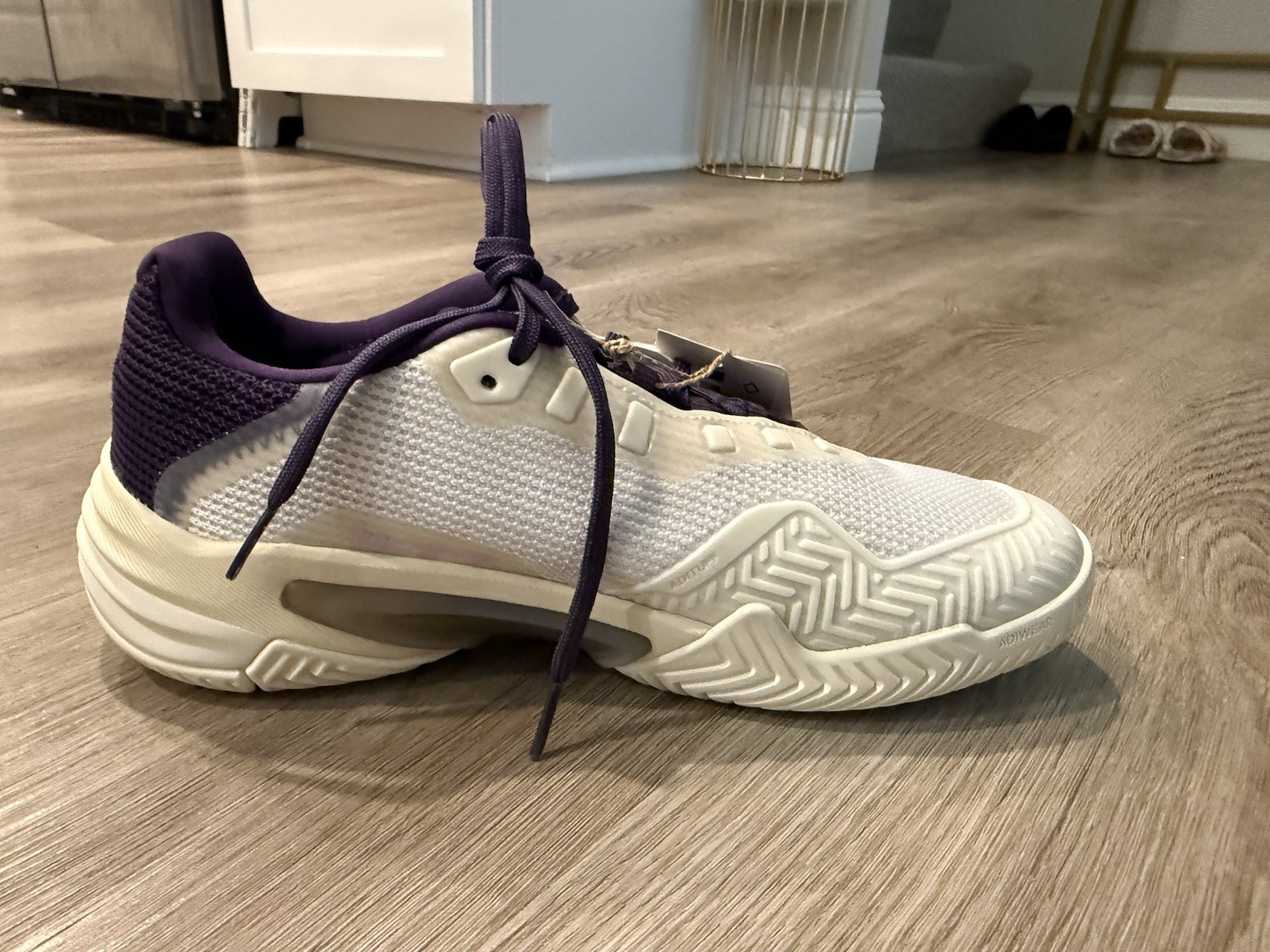 Adidas Barricade 13 Sneakers Tennis Court Shoes White Plum JR7814 Women’s Sz 7.5