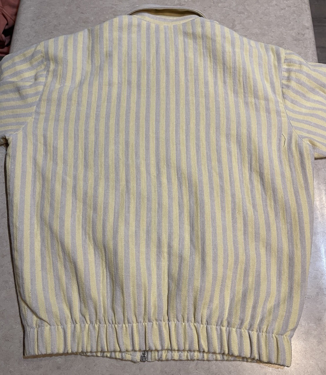 Zara Men’s Sunset Road Full Zip Striped Jacket Yellow Beige Size Small