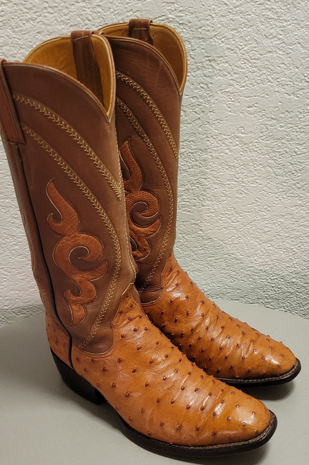 ROGERS HANDMADE OSTRICHSKIN WESTERN BOOTS SIZE 8 1/2 D