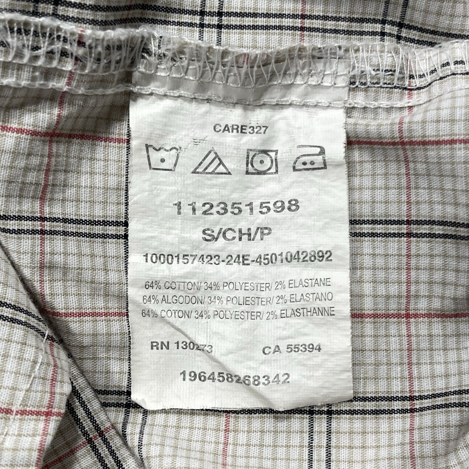 Wrangler Pearl Snap Shirt Mens Small Western Beige Red Plaid Cowboy Rodeo