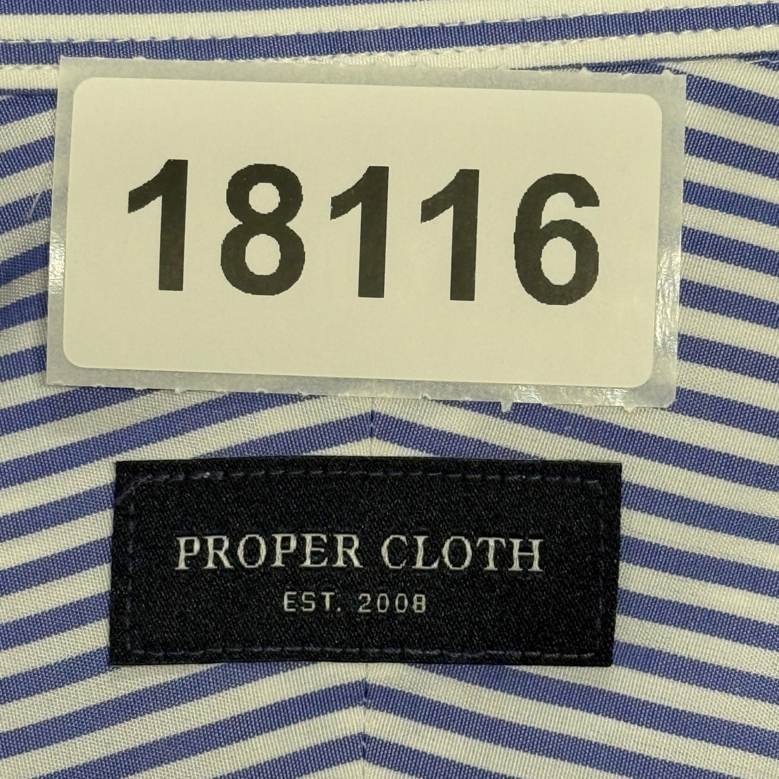 Proper Cloth Dress Shirt Mens 19.5 3X Blue White Striped Button Down Broadcloth