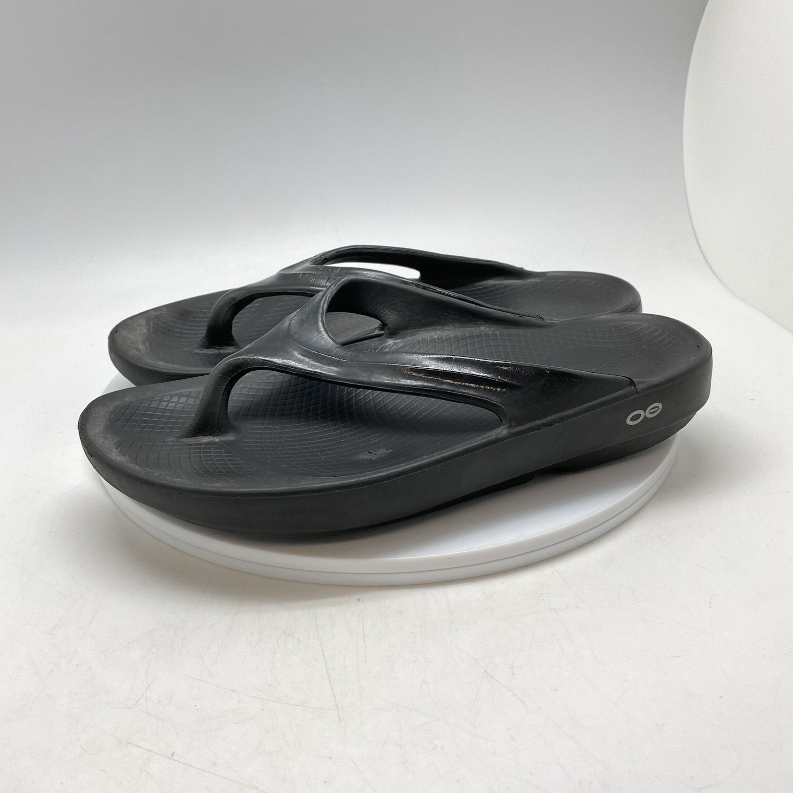 Oofos Oolala Recovery Sandals Womens 9 Black Flip Flops Slip On Thong Comfort