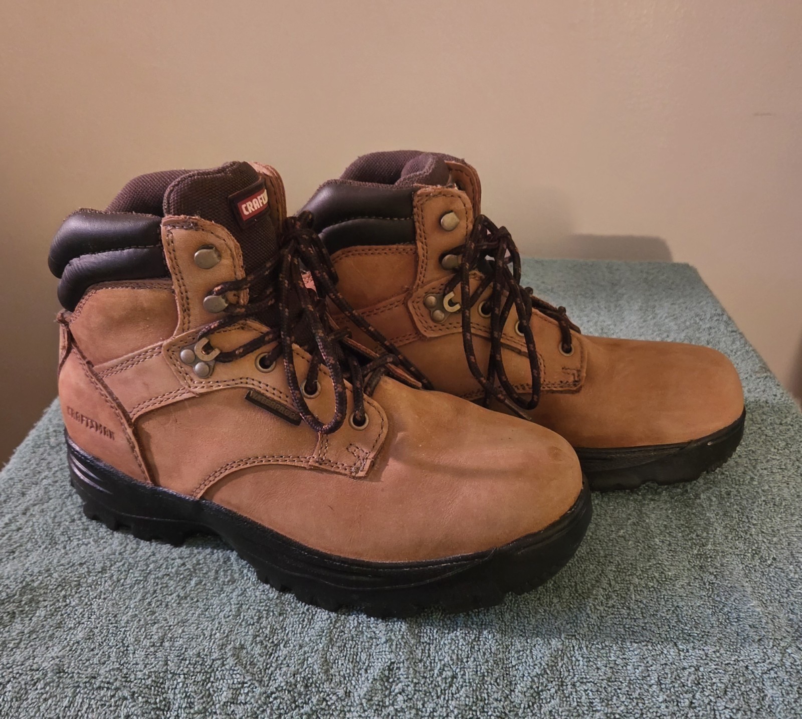 Craftsman Men’s Work Boots 8.5 W Wheat Leather Soft Toe NIB Vintage 2015 20175