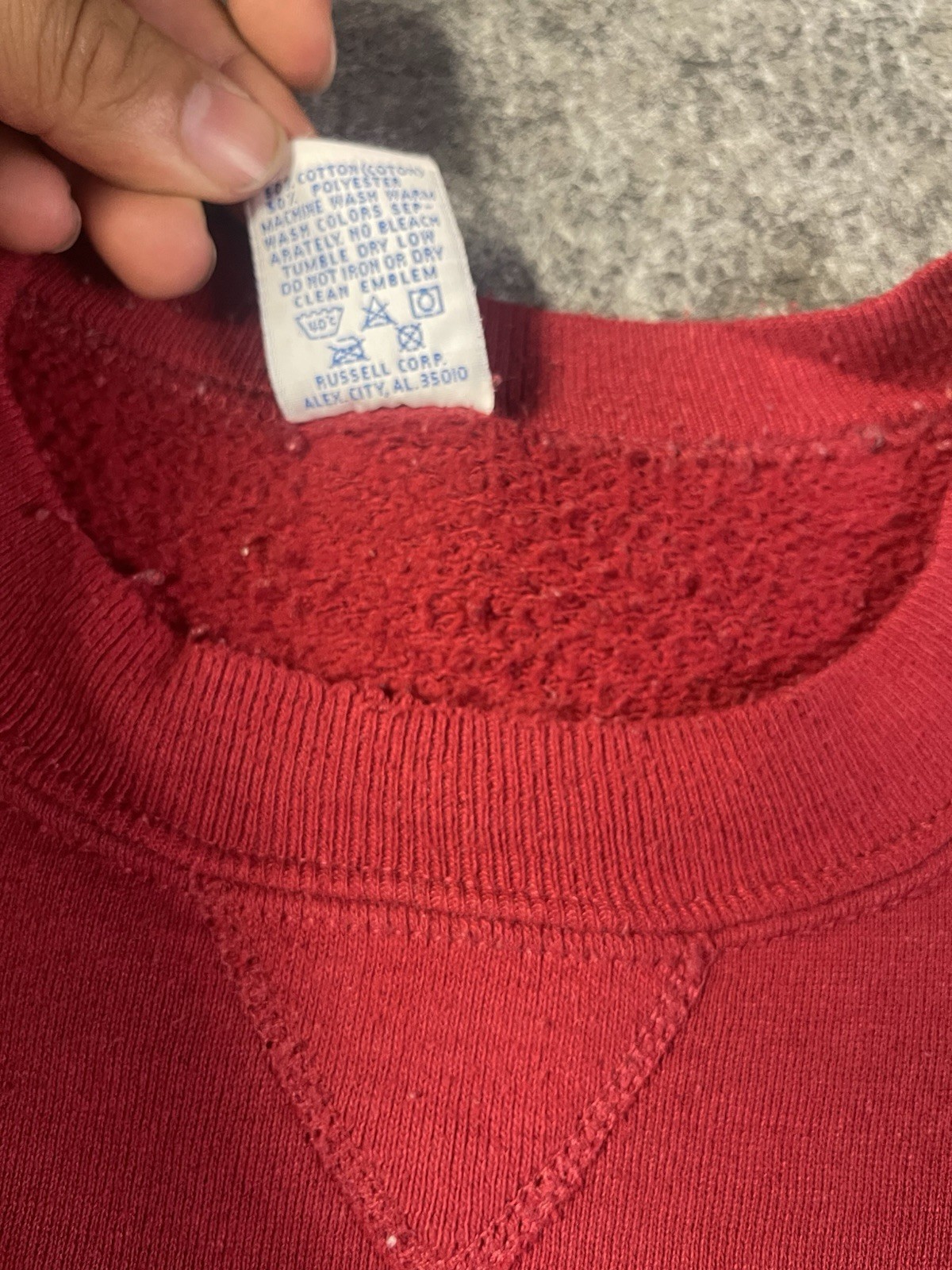 Vintage Russell Athletic Mens Large Blank Crewneck Sweatshirt Red 90s Logo USA L