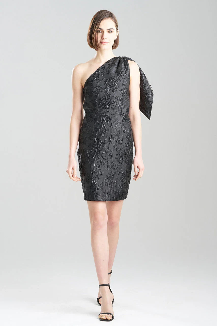 Natori Matelasse Jacquard One Shoulder Dress Womens 14 Black $185