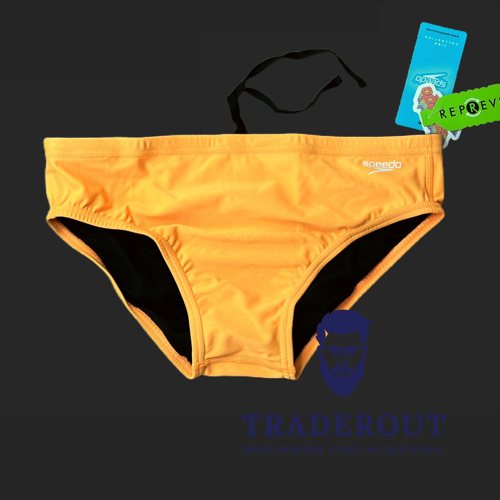 Speedo Men orange Pop Eco Endurance Solid Brief Swimwear size 26 28 30 32 34 36