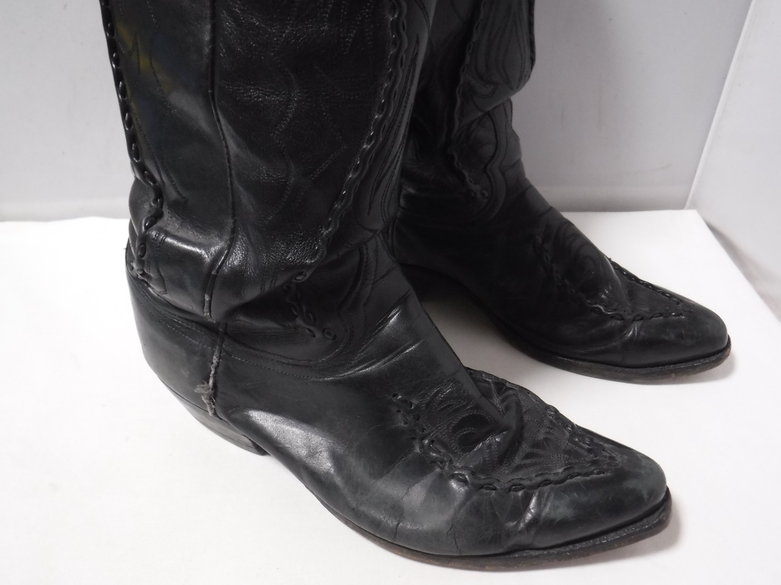 Dan Post-Phoenix Distressed Western Boots Men Size 8.5 EW Black Leather 16660
