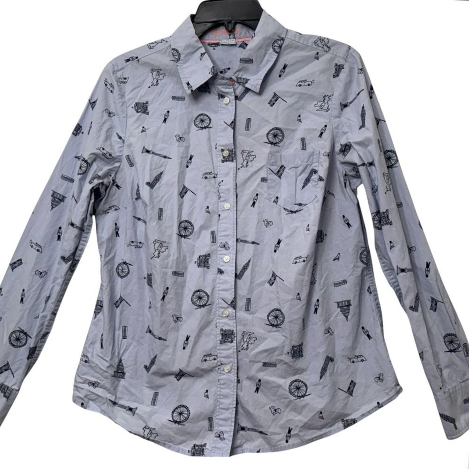 Boden Blue London City Printed Button Up Shirt