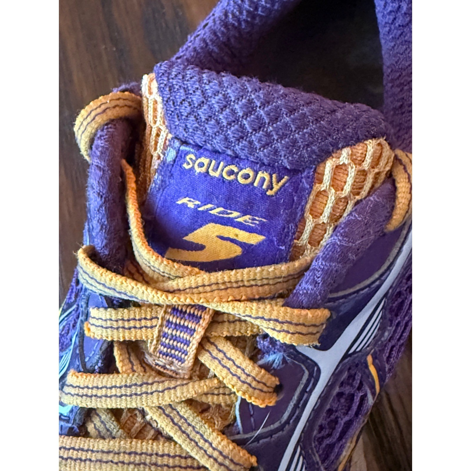 Saucony Ride 5 Running Shoes Womens 8.5 Purple Yellow ProGrid Mesh Sneakers