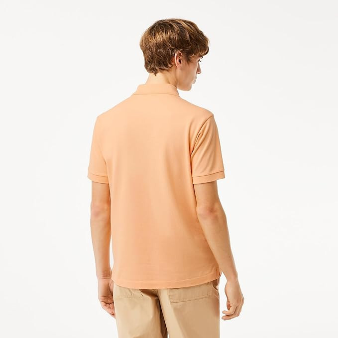 ✅ Men’s Cina Lacoste Original Short Sleeved Ribbed Collar Shirt Light Orange ✅