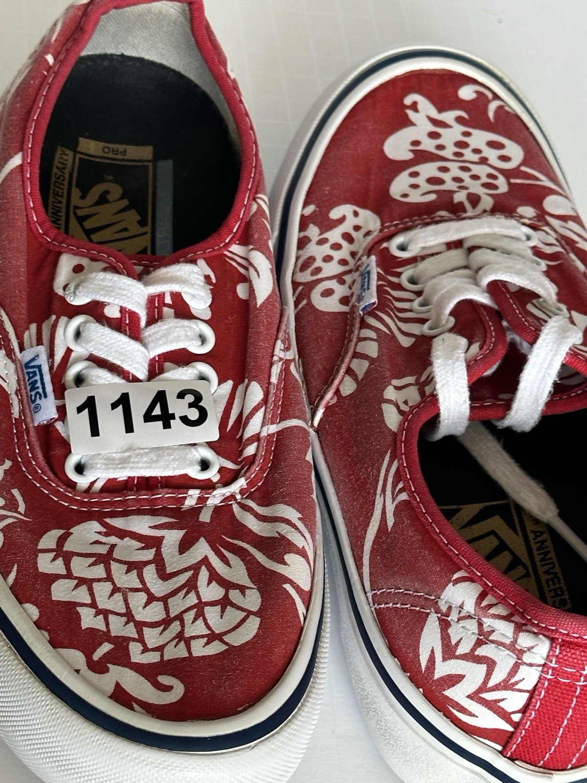 Vans Authentic Pro Hawaiian Floral Red Canvas Skate Shoes Men 6.5 Women 8