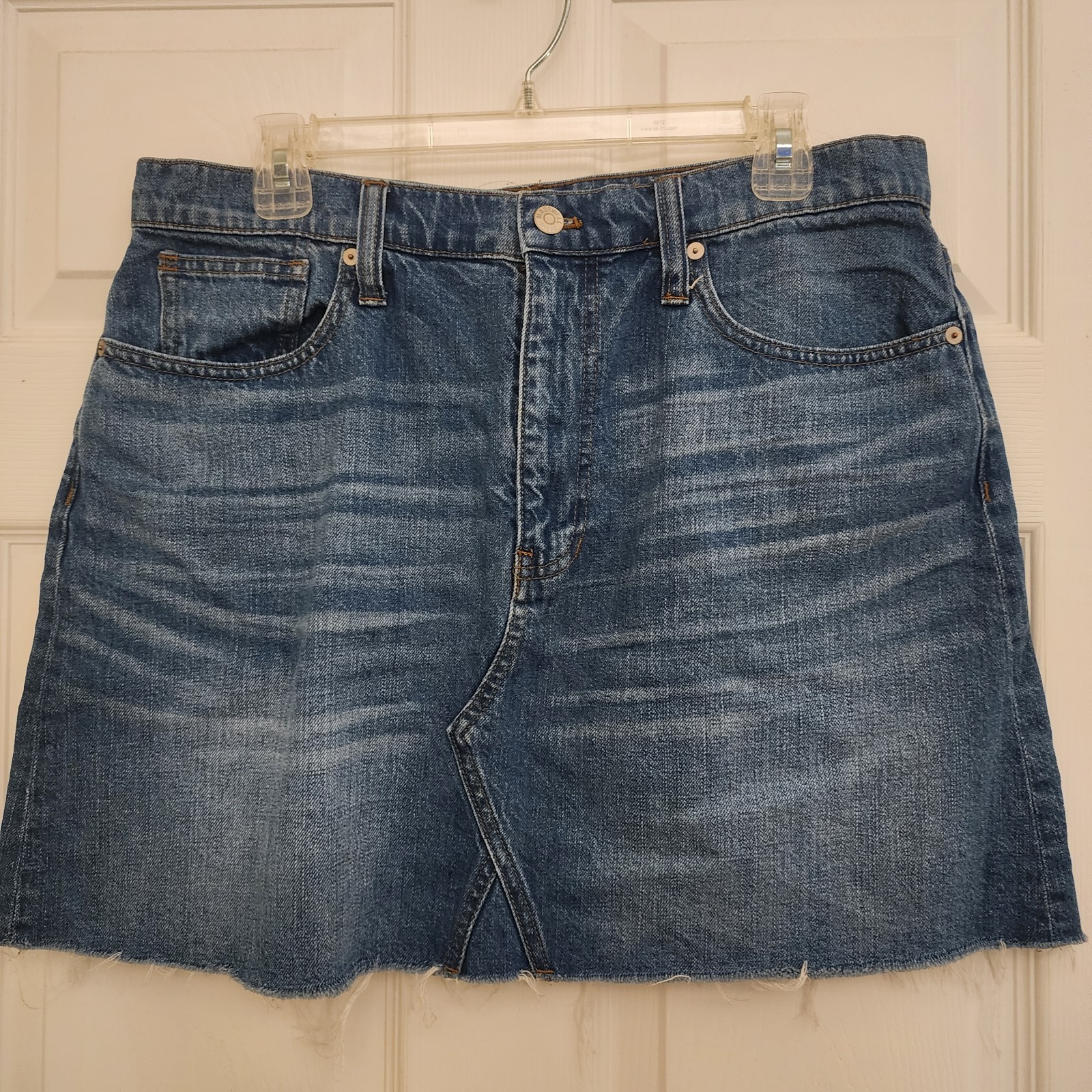 Madewell Perfect Summer Jean Mini Skirt Sz 32 Frayed Hem Denim (12/14)