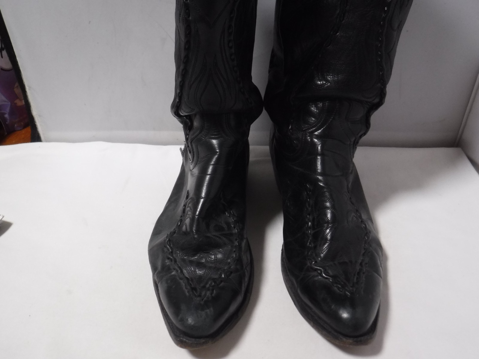 Dan Post-Phoenix Distressed Western Boots Men Size 8.5 EW Black Leather 16660